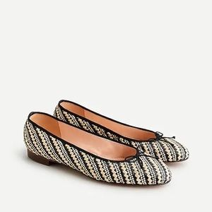J. Crew Kiki Ballet Flats in Raffia Stripe sz 10